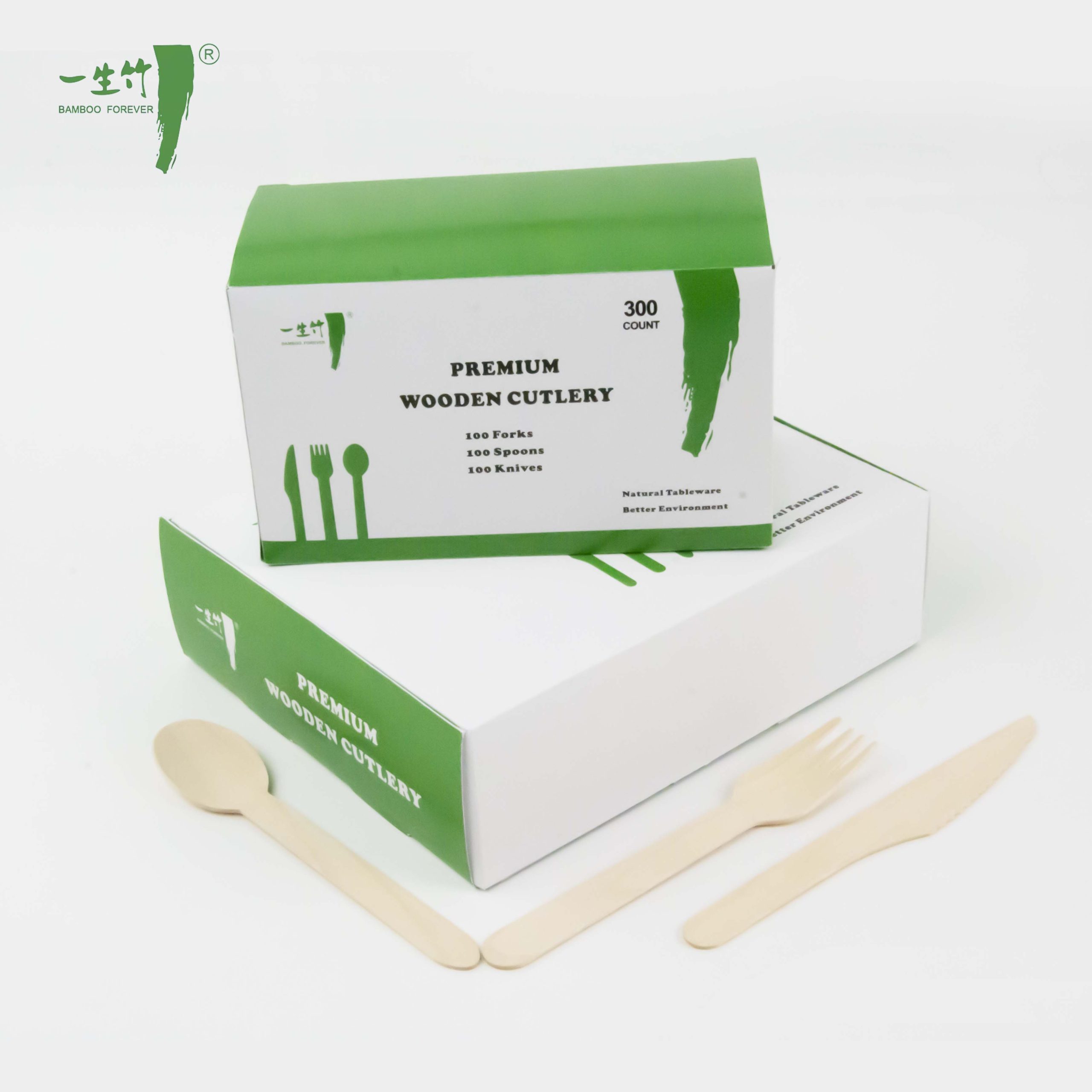 Custom Paper Boxed Packaging Disposable Wooden Cutlery Set