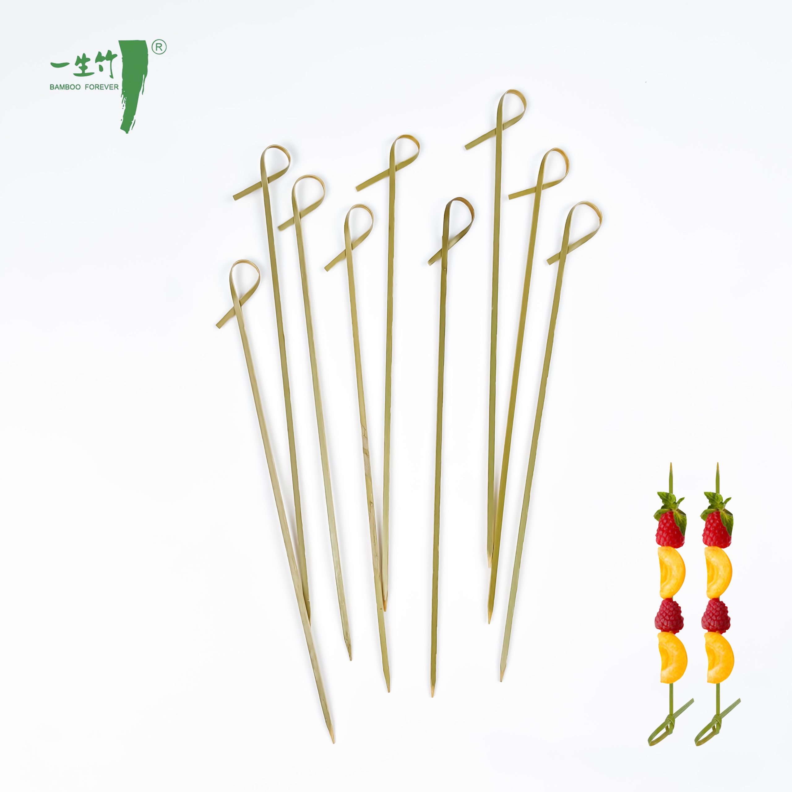 Natural Bamboo Flat Flower Knot Skewer for Restaurant